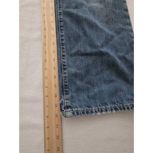 VTG Y2K Abercrombie Fitch Jeans Mens 34x32 Saranac Boot cut Distressed Grunge - Picture 3 of 14